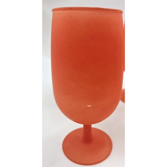 Vtg MCM Rainbow Glass Co Orange-Red Frosted Footed Goblet Set Of 6 Matte Finish - Picture 5 of 6